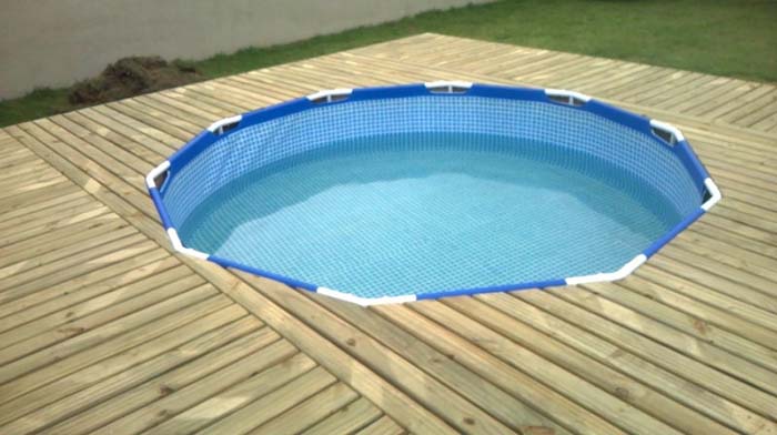 DIY above ground pool with deck