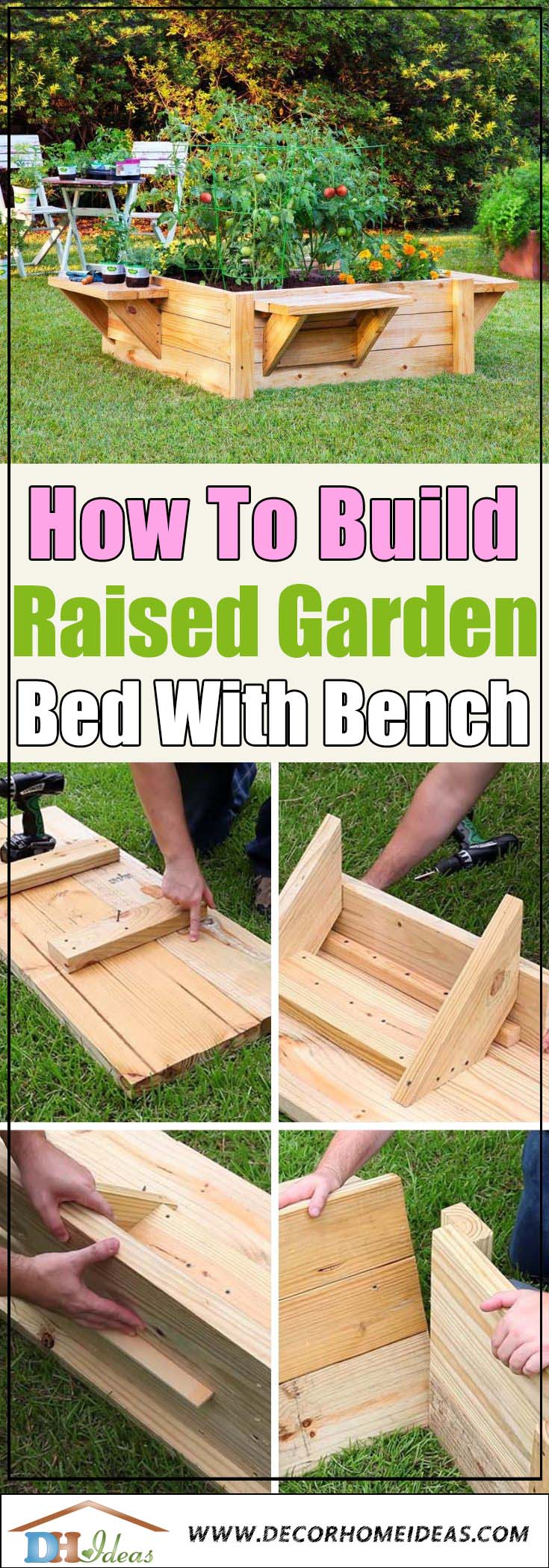 DIY Raised Garden Bed With Benches Tutorial