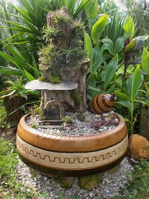 Fairy Garden From Old Tire #garden #oldtires #decorhomeideas