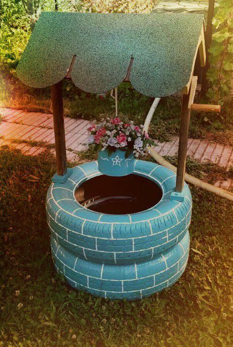 Garden Well Decor From Old Tires #garden #oldtires #decorhomeideas