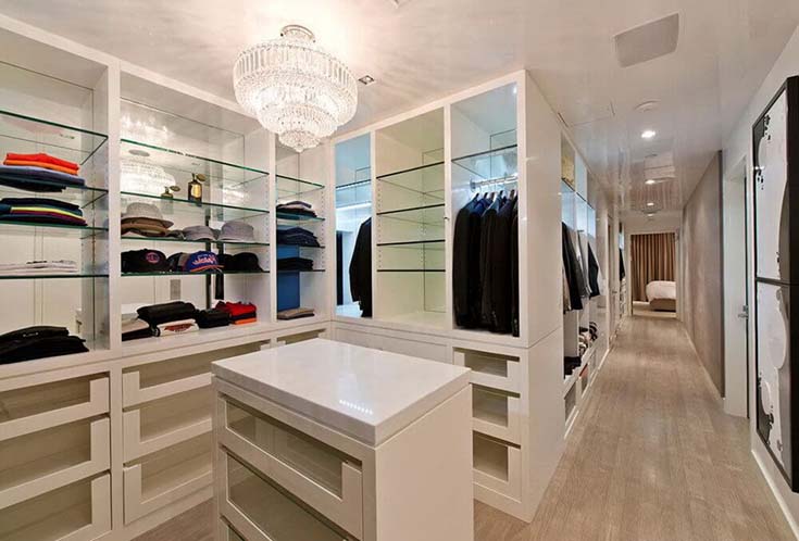 Walk In Closet With Glass Racks #closet #storage #decorhomeideas