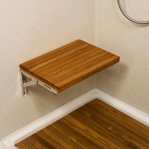 Wall Mount Fold Down Teak Shower Seat