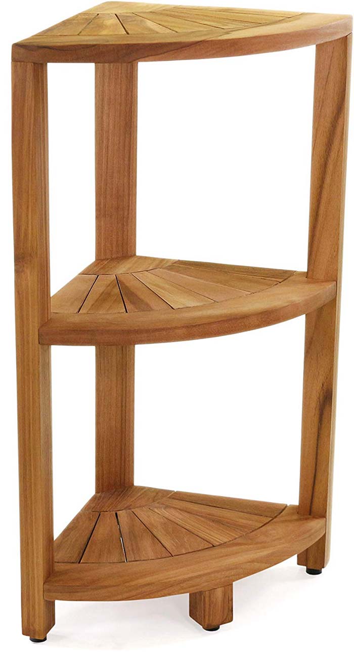 Bathroom Teak Corner Shower Storage Stand