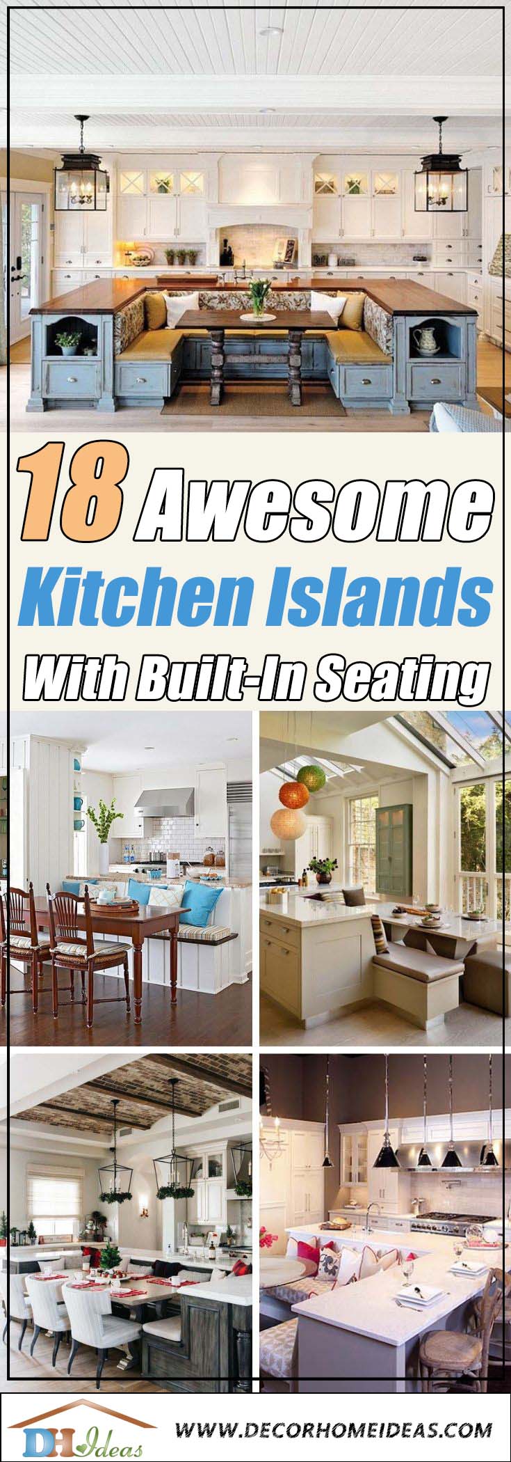 Big Kitchen Island With Built in Seating Design #kitchen #island #decorhomeideas