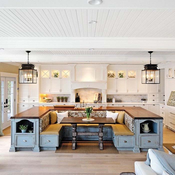 Kitchen Islands With Built In Seating, Adding Table To Kitchen Island
