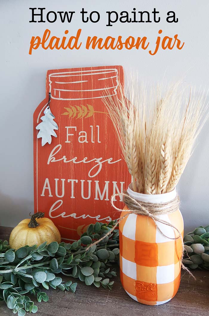 Buffalo Check Mason Jar #falldecor #masonjar #decorhomeideas