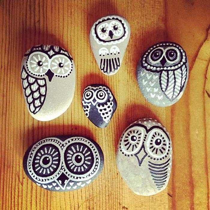 Cute Owls Painted Rocks