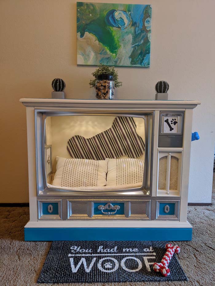 DIY Dog Bed From Old TV Console
