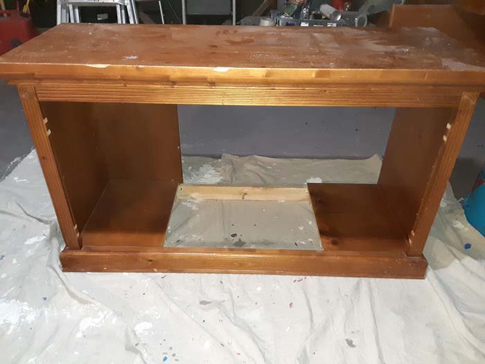 DIY dog bed from old TV stand