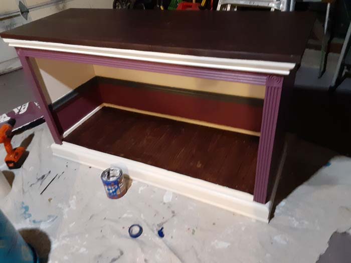 DIY dog bed from old TV stand