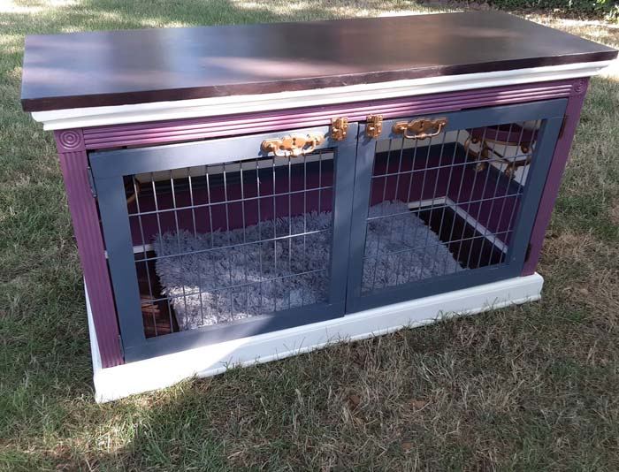 DIY dog bed from old TV stand