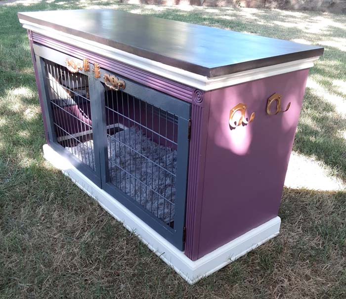 DIY dog bed from old TV stand