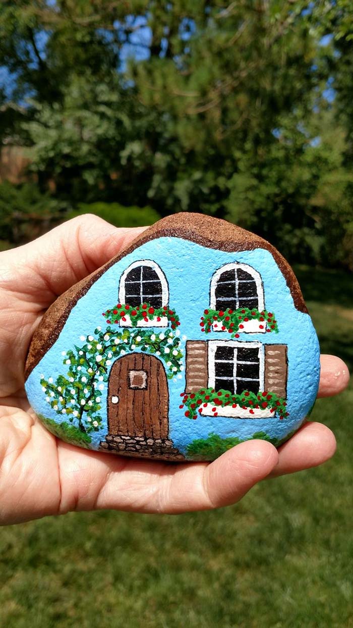 Fairy Garden House Painted Rocks