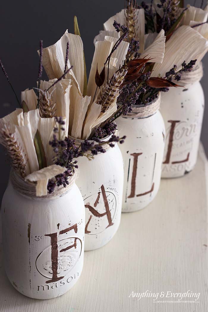 Fall Decor Mason Jar Vases #falldecor #masonjar #decorhomeideas