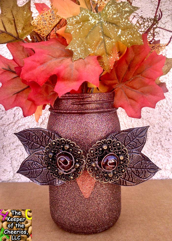 Fall Owl Mason Jar #falldecor #masonjar #decorhomeideas