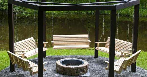 How To Build Fire Pit Swing Detailed, Fire Pit Seating Diy Ideas