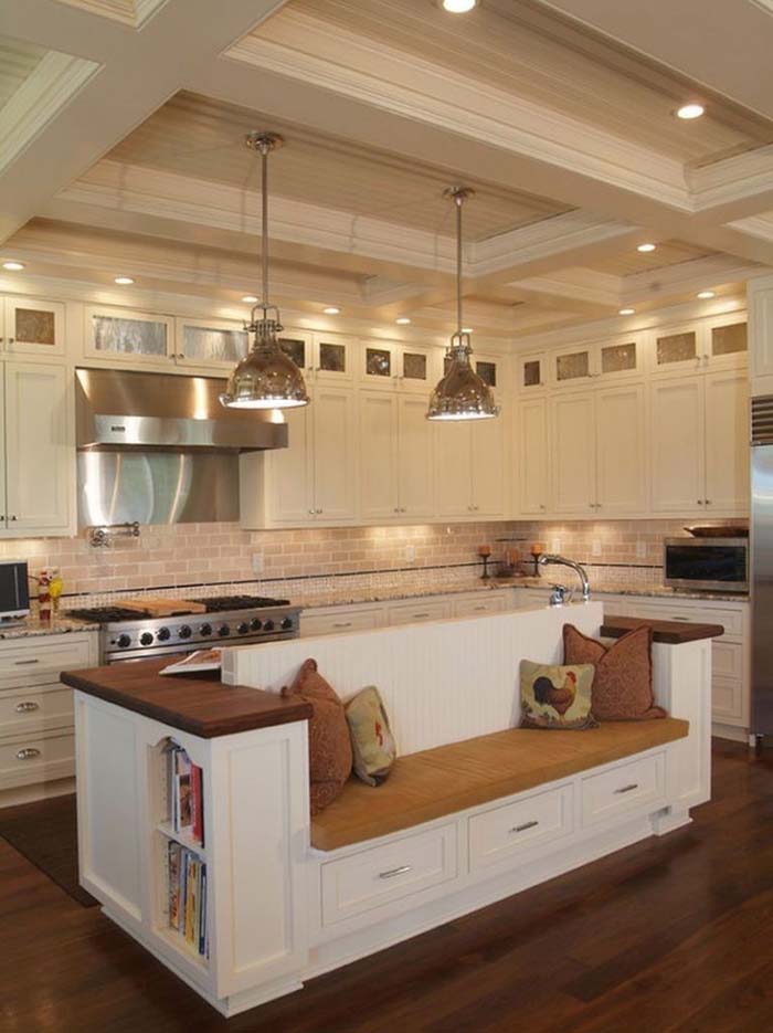 Kitchen Island With Built-in Nook #kitchen #island #decorhomeideas