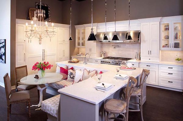 L-Shaped Kitchen Island With Built-In Seating #kitchen #island #decorhomeideas