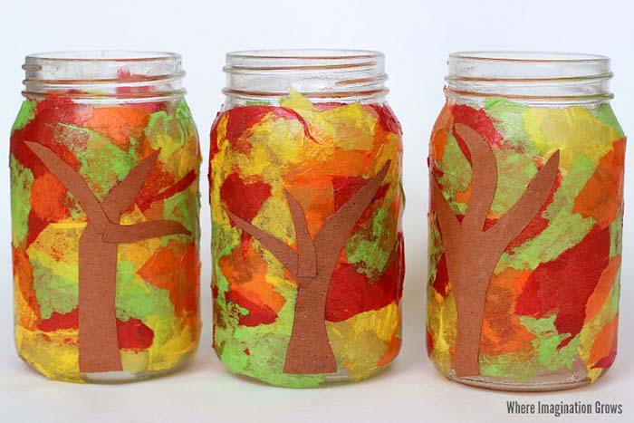 Mason Jar Fall Luminaries Craft #falldecor #masonjar #decorhomeideas