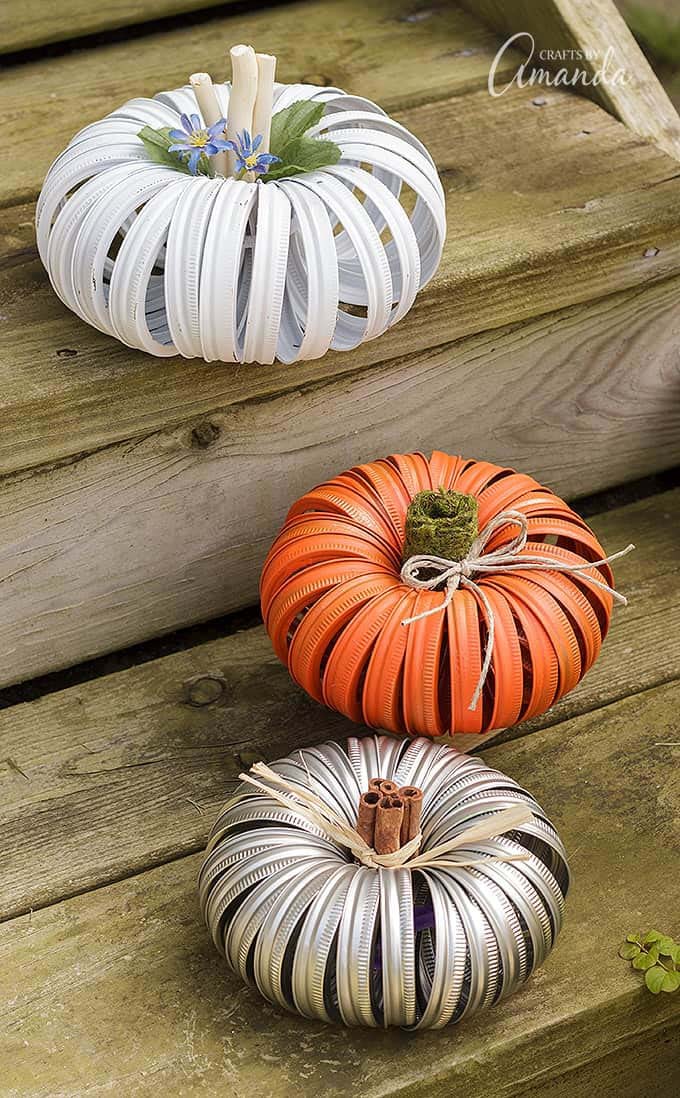 Mason Jar Lid Pumpkin #falldecor #masonjar #decorhomeideas