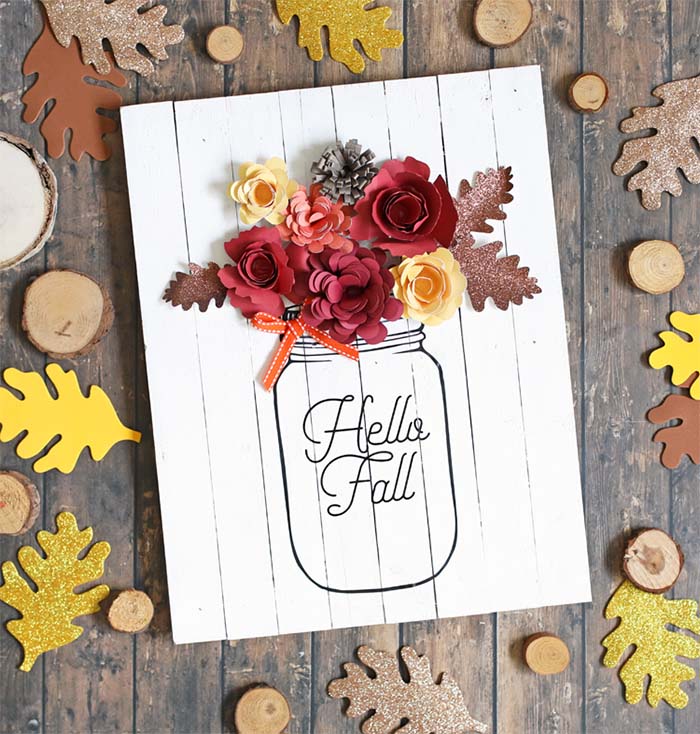 Mason Jar Sign Fall Crafts #falldecor #masonjar #decorhomeideas