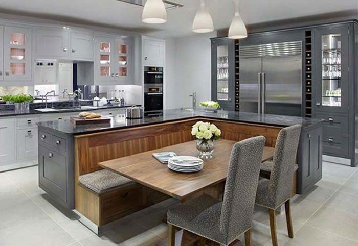 Modern Design Kitchen Island With Built-in Seating #kitchen #island #decorhomeideas