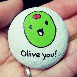 Olive You Painted Rock