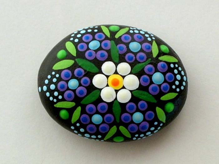 Painted Rock With Flowers