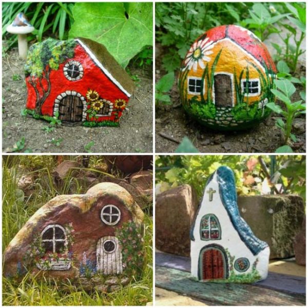 Painted Stones Fairy Houses