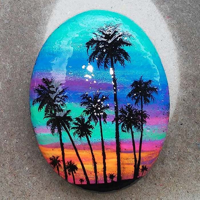 Palms Painted Rock