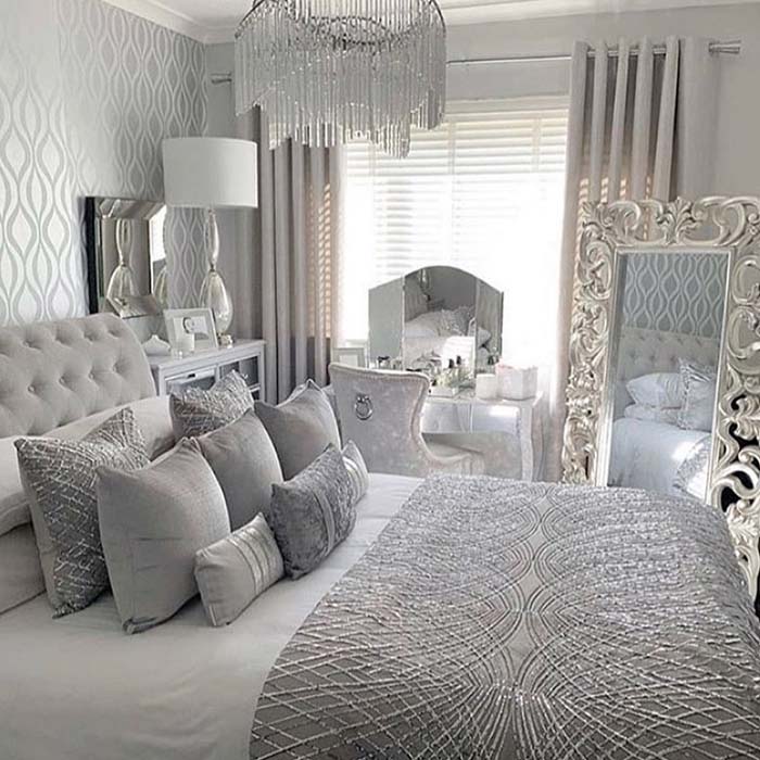 Pure Silver Bedroom Design #bedroom #silver #decorhomeideas