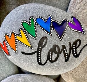 Rainbow Love Painted Rock