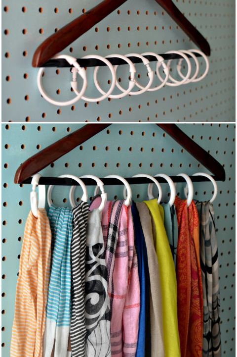 Shower Rings Closet Organization #closet #organization #decorhomeideas