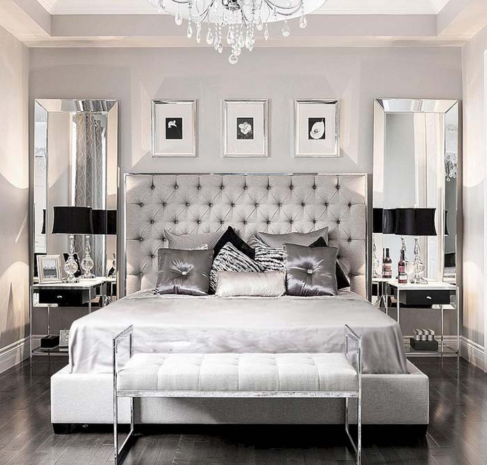 Silver Bedroom With Black Accent #bedroom #silver #decorhomeideas