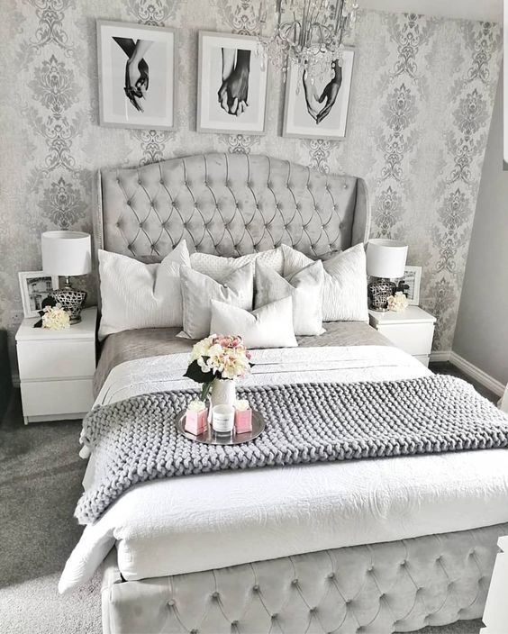 Silver Grey Bedroom Design #bedroom #silver #decorhomeideas