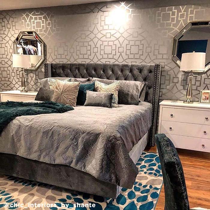 Stunning grey and teal bedroom 37 Beautiful Silver Bedroom Ideas Decor Home