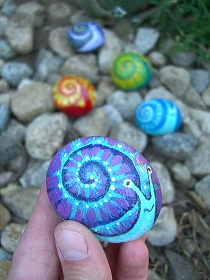 Snail Outdoor Garden Painted Rock
