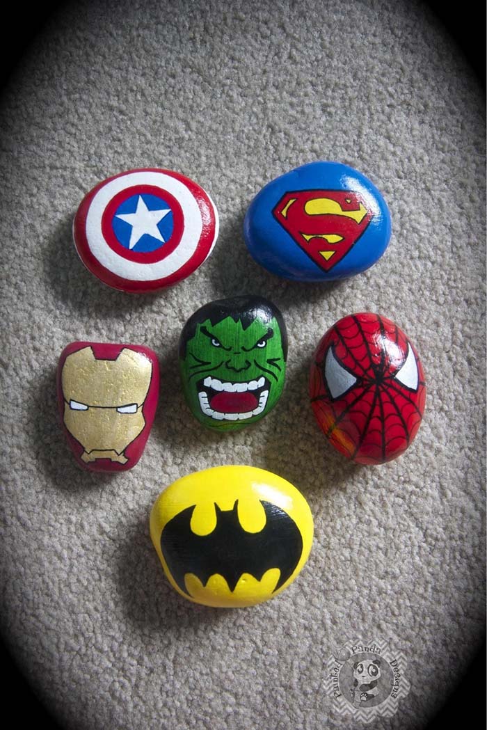 Superhero Painted Rocks