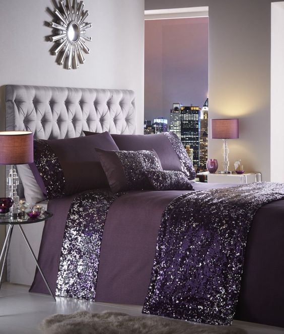 Violet Silver Purple Bedroom #bedroom #silver #decorhomeideas