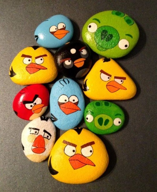 Angry Birds Painted Rocks