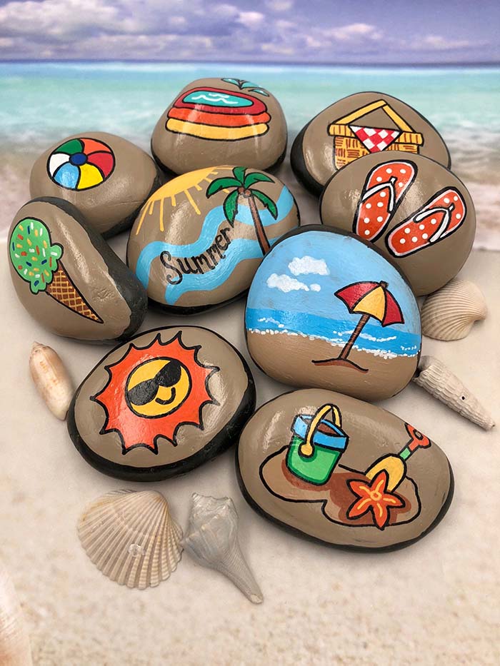 Summer Themed Painted Rocks