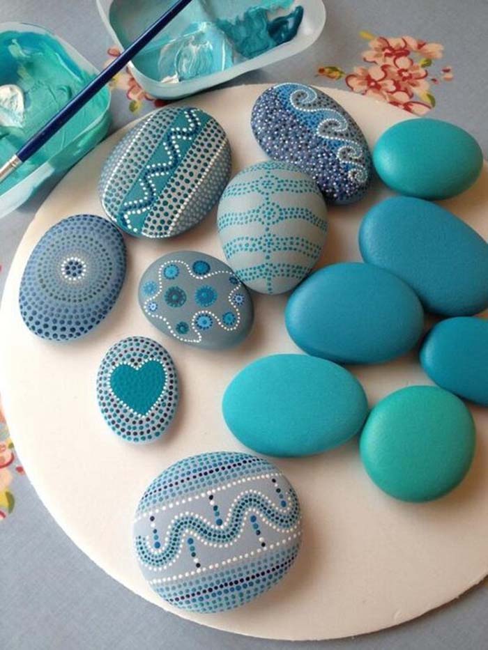 Turquoise Painted Rocks