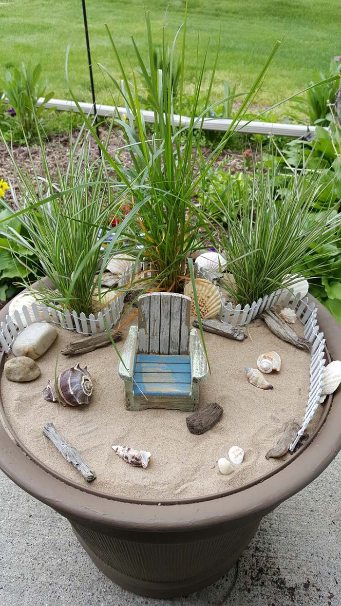 Beach Theme Fairy Garden #fairygarden #diy #decorhomeideas