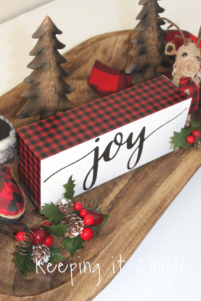 Buffalo Plaid Joy Christmas Block Sign #Christmas #buffalocheck #diy #decorhomeideas