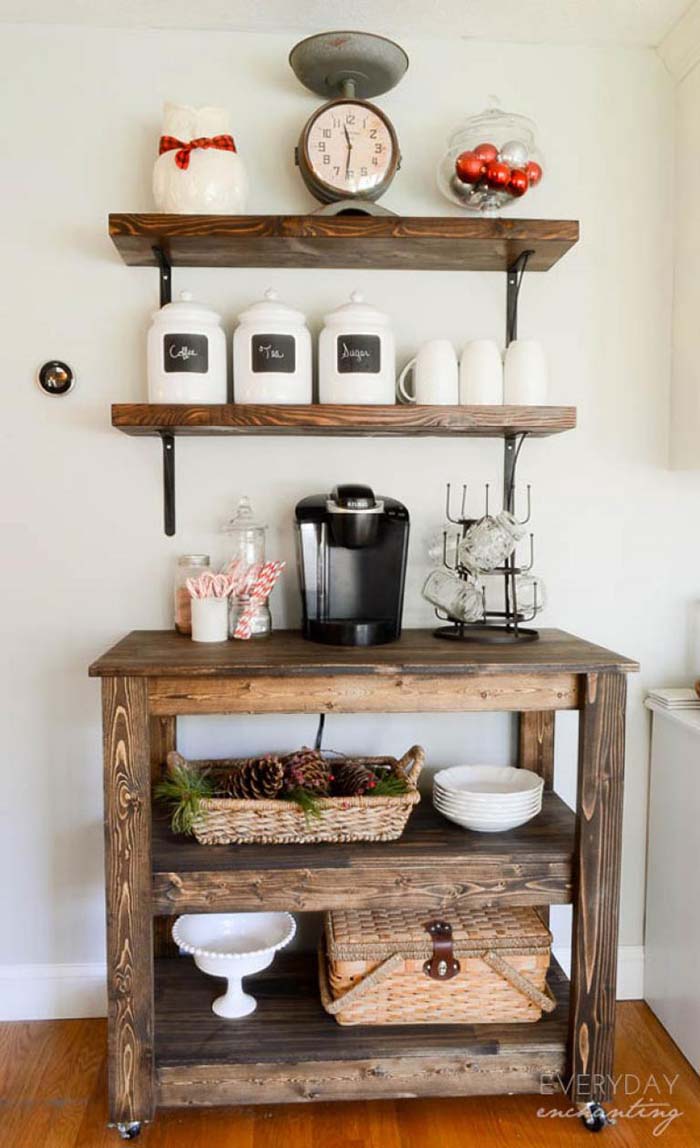 Build Wood Bar Cart #coffeebar #coffeestation #decorhomeideas