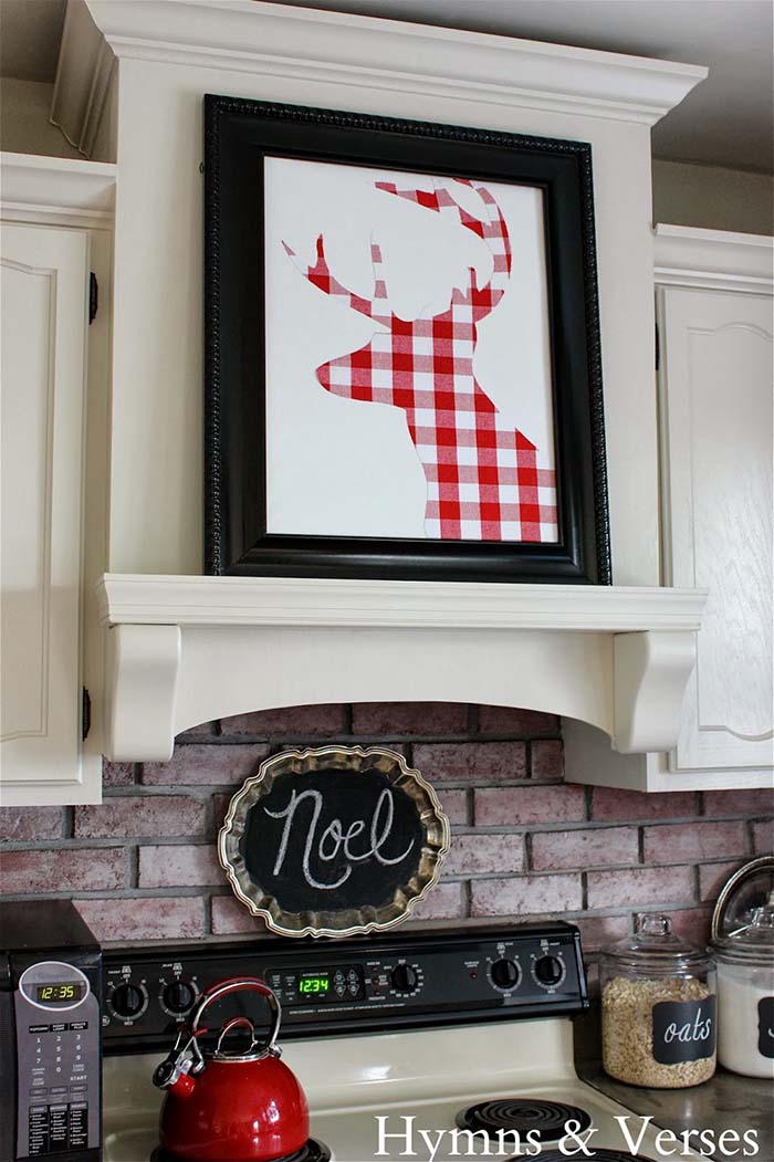 DIY Buffalo Check Reindeer Art #Christmas #buffalocheck #diy #decorhomeideas