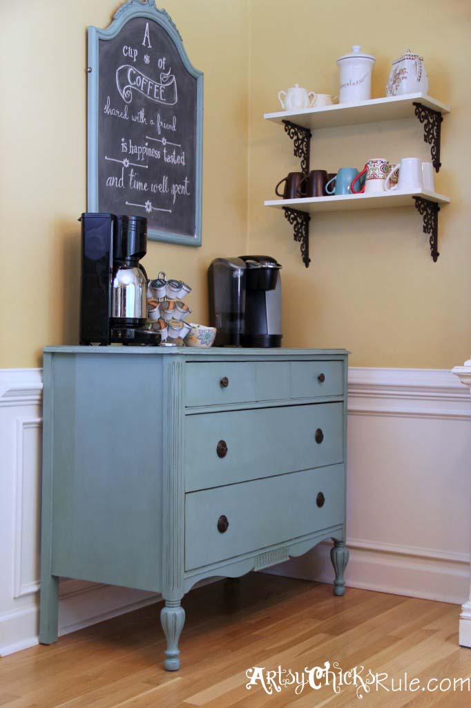 Coffee Bar with Shelves #coffeebar #coffeestation #decorhomeideas