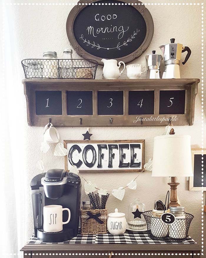 Coffee Station Chalkboard #coffeebar #coffeestation #decorhomeideas