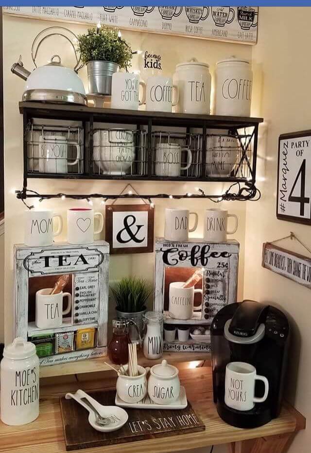 Coffee and Tea Station #coffeebar #coffeestation #decorhomeideas