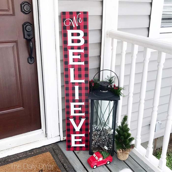 DIY Buffalo Check Christmas Wood Sign #Christmas #buffalocheck #diy #decorhomeideas